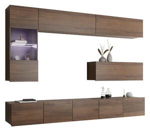 Set de living Remus IV, Nuc, Sticlă călită, PAL laminat, 106 kg