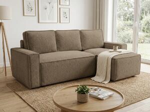 Canapea extensibila de colt SMART BOUCLE, bej inchis, reversibila, 232x143 cm