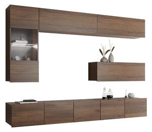 Set de living Remus IV, Nuc, Sticlă călită, PAL laminat, 106 kg
