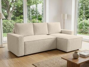 Canapea extensibila de colt SMART BOUCLE, crem, reversibila, 232x143 cm