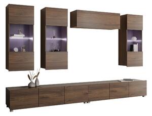 Set de living Remus V, Nuc, Sticlă călită, PAL laminat, 130 kg