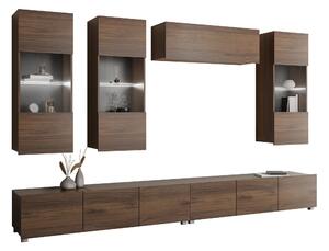 Set de living Remus V, Nuc, Sticlă călită, PAL laminat, 130 kg