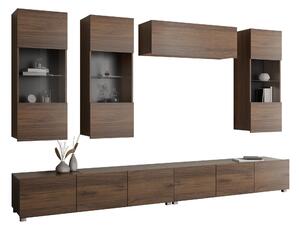 Set de living Remus V, Nuc, Sticlă călită, PAL laminat, 130 kg