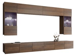 Set de living Remus I, Nuc, Sticlă călită, PAL laminat, 122 kg