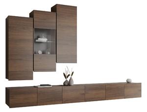Set de living Remus XVII, Nuc, Sticlă călită, PAL laminat, 110 kg