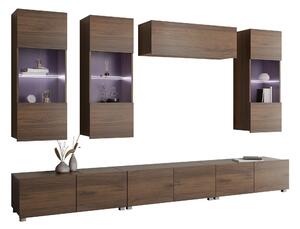 Set de living Remus XI, Nuc, Sticlă călită, PAL laminat, 130 kg