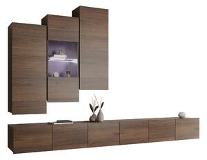 Set de living Remus XVII, Nuc, Sticlă călită, PAL laminat, 110 kg