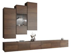 Set de living Remus XVII, Nuc, Sticlă călită, PAL laminat, 110 kg