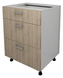 Corp haaus Lecce, 3 Sertare, Stejar Sonoma/Alb, 60 x 50 x 80 cm