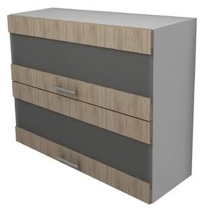 Corp haaus Lecce, 2 Usi, cu sticla, Stejar Sonoma/Alb, 80 x 30 x 65 cm
