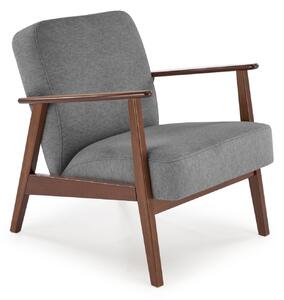 Fotoliu Houston 2116, Gri, Nuc închis, Tapiterie, 77x65x77cm, 14.5 kg, Lemn: Fag