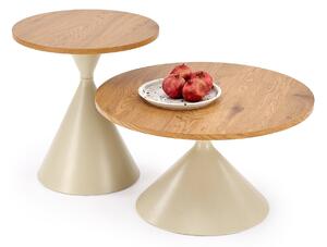 Set de măsuțe de cafea Houston 2109, Stejar auriu, Cașmir, Metal, 40cm, 14.2 kg