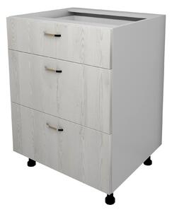 Corp haaus Lecce, 3 Sertare, Pin Alb/Alb, 60 x 50 x 80 cm