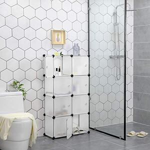 Set 9 cuburi modulare din plastic pentru depozitare, Songmics, Negru-Alb, 93x31x93 cm