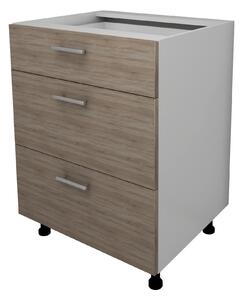 Corp haaus Lecce, 3 Sertare, Stejar Sonoma Inchis/Alb, 60 x 50 x 80 cm