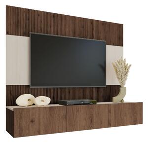 Set de living Comfivo Salix, Nuc, Deschis Travertine, PAL laminat, 150x180x38cm, 51.5 kg