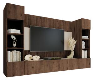 Set de living Comfivo Salix I, Deschis Travertine, Nuc, PAL laminat, 150x260x38cm, 103.5 kg