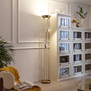 Lindby LED lampă de podea Josefin, bronz, lumină lectură, dimabil, reglabil, Bronz / Alamă Veche, Camera de zi / sufragerie, Metal, Modern, Lumină de lectură