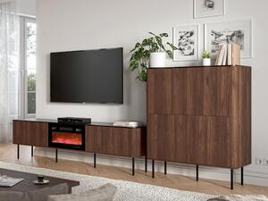 Set de living Miravio 105, Marmură neagră, Nuc, PAL laminat, MDF