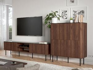 Set de living Miravio 105, Marmură neagră, Nuc, PAL laminat, MDF