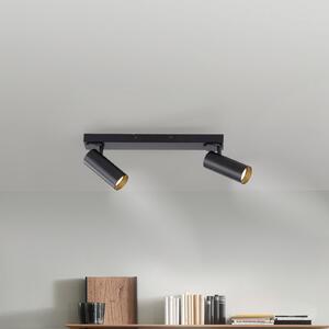 Schöner Wohnen Spot de tavan RIK, negru, cu 2 becuri, 59 cm, metal, LED GU10, Negru, Camera de zi / sufragerie, Aluminiu, Modern, Plafon cu flacără multiplă