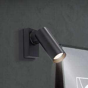 Schöner Wohnen Spot de perete RIK, negru, cu 1 bec, 20 cm, metal, GU10-LED, Negru, Camera de zi / sufragerie, Aluminiu, Modern