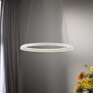 Schöner Wohnen Lampă suspendată LED QUILLO, albă, Ø 60 cm, metal, Switchdim, reglabil, Alb, Camera de zi / sufragerie, Aluminiu, Modern