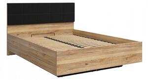 Pat Livdela 101, Negru, Stejar deschis, PAL laminat, Tapiterie, 99x145x206cm, 111 kg