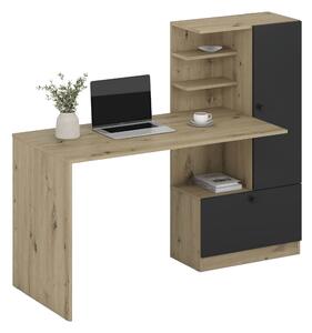 Birou Houston 2148, Stejar artizan, Negru, PAL laminat, 74x150x60cm, 44.2 kg