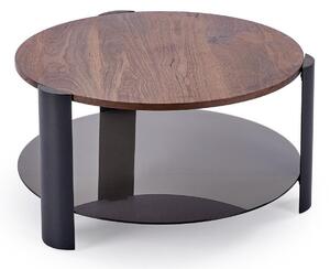 Măsuță de cafea Houston 2181, Negru, Nuc, MDF, Sticlă, 43cm, 19 kg