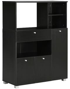 HOMCOM Bufet de Bucătărie pentru Cuptor cu Microunde, Mobilier cu Dulapuri, Rafturi și Sertar, 90x40x120 cm, Negru | Aosom Romania