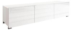 Comodă TV Remus, Alb, Alb lucios, PAL laminat, 37x150x43cm, 25 kg