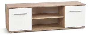 Comodă TV Cirveso 109, Alb lucios, Stejar Sonoma, PAL laminat, 44x137x40cm, 28.5 kg