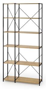 Raft Houston 845, Stejar Sonoma, Negru, Metal, PAL laminat, 190x90x30cm, 22 kg