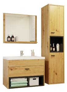 Set baie Velum I, Stejar artizan, Negru, PAL laminat, 38 kg