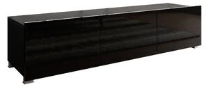 Comodă TV Remus, Negru, Negru lucios, PAL laminat, 37x150x43cm, 25 kg