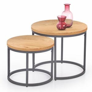 Set de măsuțe de cafea Houston 951, Stejar auriu, Negru, Metal, 45cm, 13.5 kg
