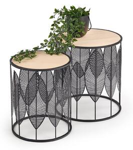 Set măsuțe laterale Houston 974, Maro deschis, Negru, Metal, 45cm, 4.7 kg