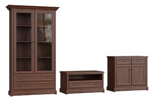 Set de living Vendore 124, Castan, PAL laminat, Sticlă călită