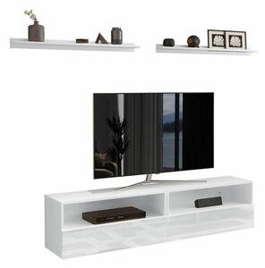 Comodă TV Fraga, Alb lucios, Alb, MDF, PAL laminat, 40x172x38cm, 43.29 kg