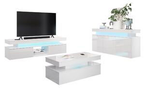 Set de living Monfero, Alb, Alb lucios, PAL laminat, MDF