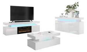 Set de living Monfero I, Alb lucios, Alb, PAL laminat, MDF