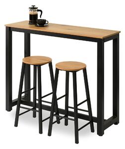 Set masă scaune pentru sufragerie Remma (stejar + negru) (pentru 2 persoane). Promo -17%. 1111874