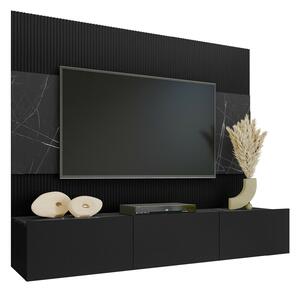 Set de living Comfivo Salix, Negru, Marmură neagră, PAL laminat, 150x180x38cm, 51.5 kg