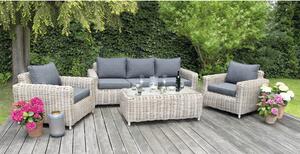Set mobilier grădină Premium Luxur poliratan 4 piese 5 locuri gri