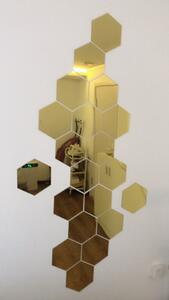 Set Oglinzi din PVC Design Hexagon Gold M Size - Oglinzi Decorative Acrilice Luxury Home 12 bucati/set