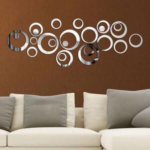 Set Oglinzi din PVC Design Modern - Oglinzi Decorative Acrilice Silver - Luxury Home 24 bucati/set