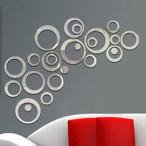Set Oglinzi din PVC Design Modern - Oglinzi Decorative Acrilice Silver - Luxury Home 24 bucati/set