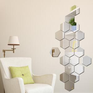 Set Oglinzi din PVC Design Hexagon Silver M Size - Oglinzi Decorative Acrilice Luxury Home 12 bucati/set
