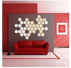 Oglinda Decorative Acrilica Design Hexagon Silver M Size 1 bucata